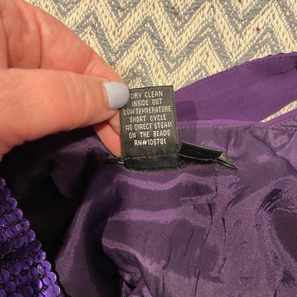 Aidan Mattox Purple Chiffon Sequin Strap Dress | Size 2 - Picture 10 of 12